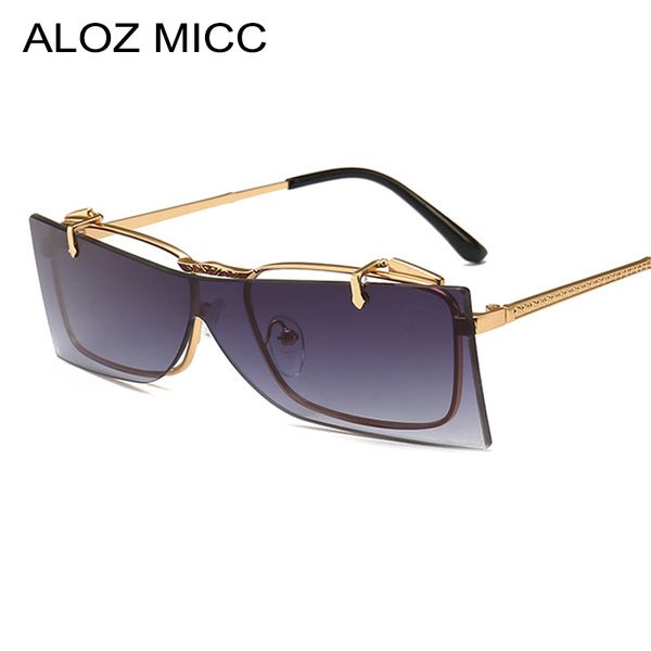 

aloz micc fashion rectangle sunglasses women new metal flip punk sunglasses men vintage one piece shade uv400 a617, White;black