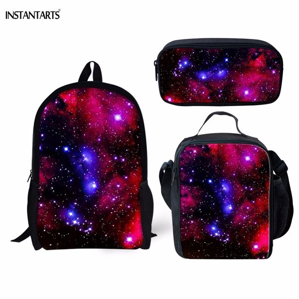 

instantarts fashion galaxy/space/universe print boys girls schoolbags casual 3pcs set backpacks children orthopedic school bags