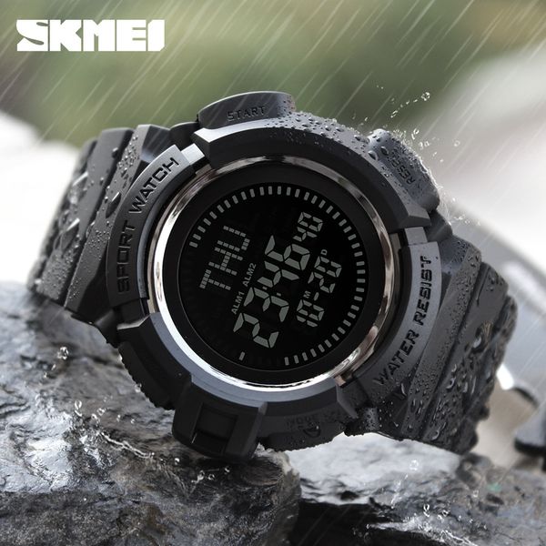 

skmei outdoor climbing hiking compass digital watch men fashion chrono countdown waterproof sports watches clock mens wristwatch, Slivery;brown