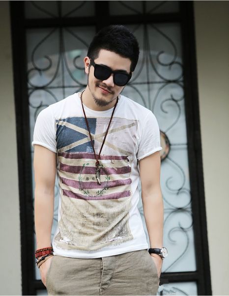 

new mens summer tees short sleeve t shirt man men's t-shirt men's brand fashion round neck t shirt men b97, White;black