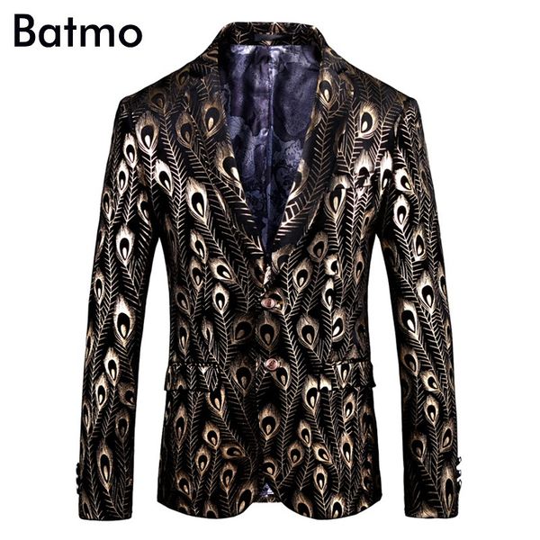 

batmo 2018 new arrival printed casual blazers men,men's casual suits,printed men's jackets plus-size 9004, White;black