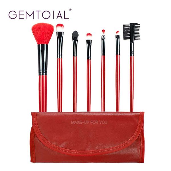 

makeup brushes set 7pcs/lot soft synthetic hair blush eyeshadow lips make up brush set with leather case for beginner brush makeup tool