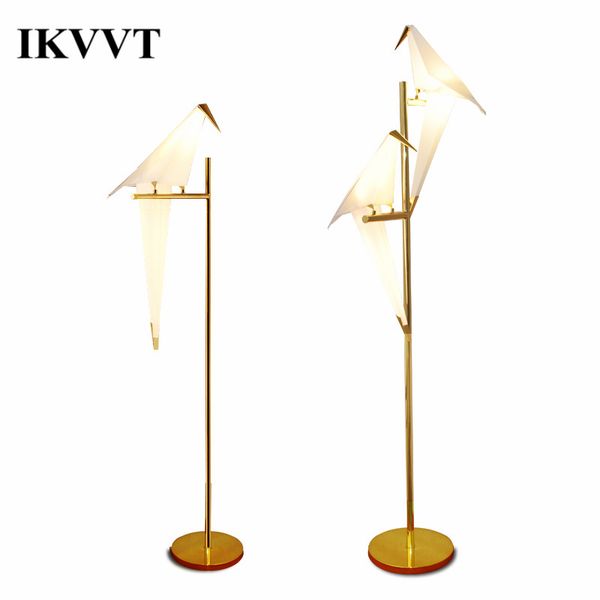 

Ikvvt modern imple bird floor light golden iron paper crane tanding lamp for re taurant livingroom bedroom indoor deco led