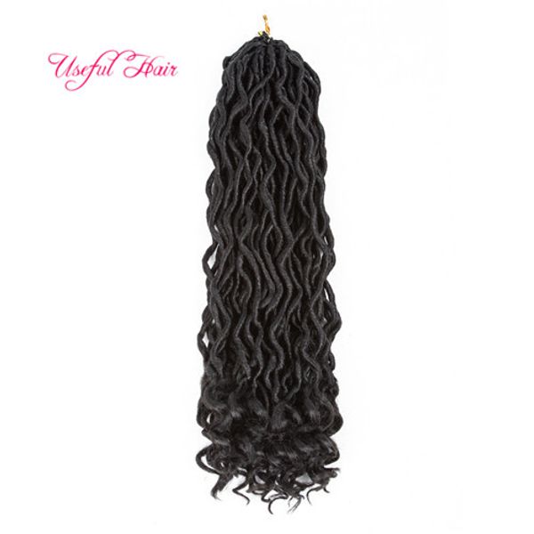 

dreadlocks hair extensions jamaica braid in bundles 18" goddess locs hair synthetic braiding hair crochet braids dreads half wave half, Black