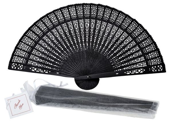

eagle ] 8" black letras madera 2015 vintage chinese/japanese style hollow folding bamboo wooden carved hand fan