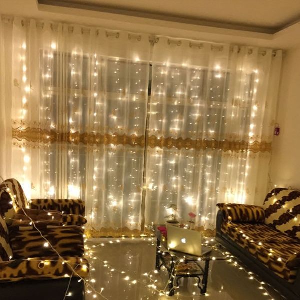 Led Light Up Window Curtains Ice Strip Waterfall Merry Christmas