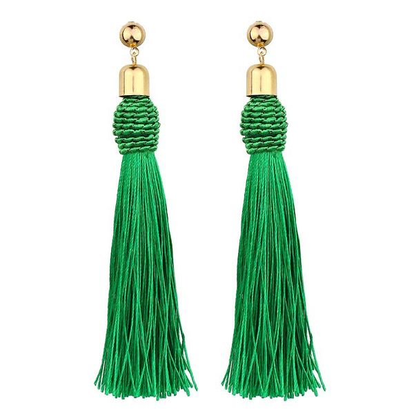 

new fashion bohemian long fringe earrings for women vintage gold 10 colors cotton tassel earring statement jewelry lx, Silver