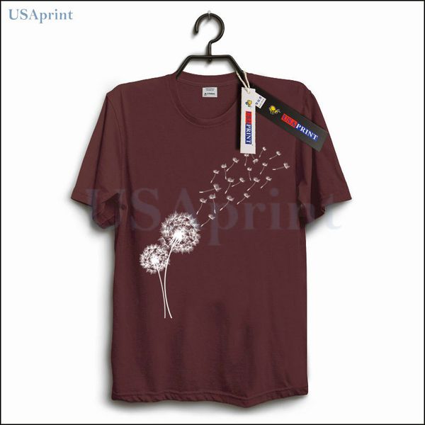 

usaprint retro men plant t shirt dandelion seeds blowing wind cotton clothing male tees summer casual short sleeve big size, White;black