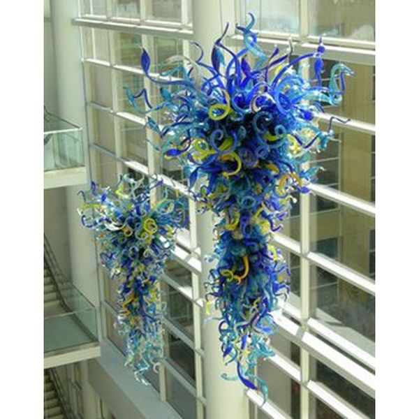 

big blue murano glass art chandelier lamps 100% handmade america home decor 70x135cm pendant lamp