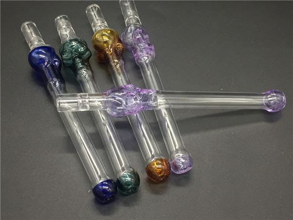 Günstige Glasrauchtabakpfeife trockenes Kraut One Hitter Pfeife Glasstrohrohr Zigarettenfilterpfeifen Totenkopf Glasfilterspitze kostenloser Versand