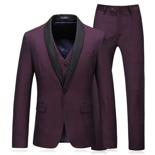 

toturn europe plus size men suit 3 pcs wedding dress suit gentleman classical business formal suits slim male blazer pant vest, White;black