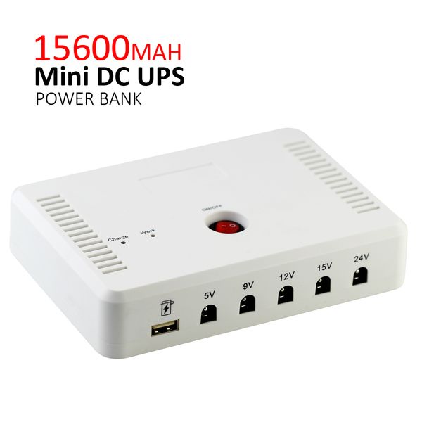 

15600MAH мини DC UPS USB 5 В 2A обновление 9 в 12 в 15 в 24 в powerbank 2-полосный выход 24 Вт 18650 литиева