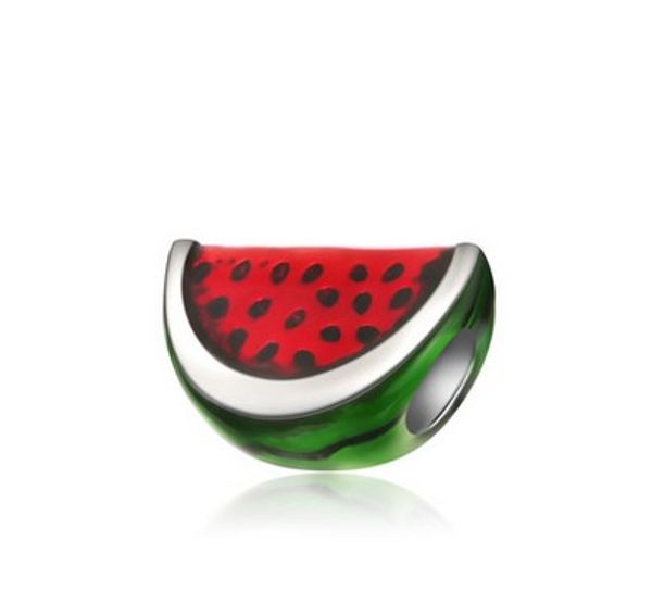 Passend für Pandora-Armbänder. 30 Stück rote Wassermelonen-Emaille-Charms-Perlen, silberne Charms-Perlen für den Großhandel, DIY-europäische Halsketten-Schmuckherstellung, Weihnachten