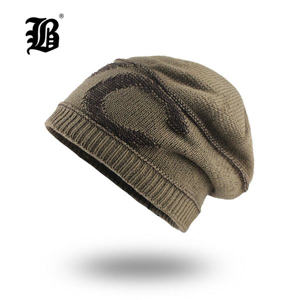 

flb] winter hat men knitted beanies warm bonnet caps baggy brand solid thicken fur winter hats for men women skullies f18013