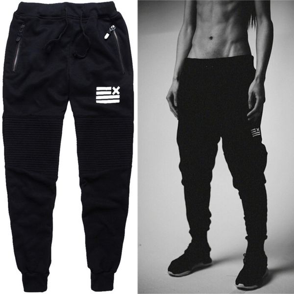 

2018 new arriver men male pants stretch women fashion new men's pure color drawstring elastic waist joint loose sports pants, Black