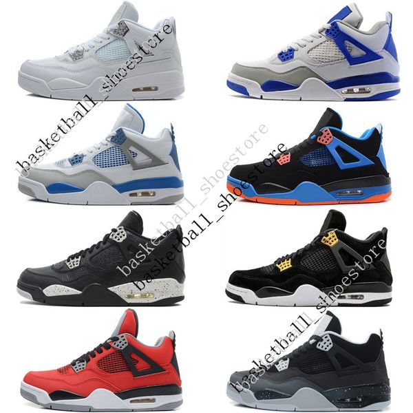

2018 new 4 4s mens basketball shoes motosports blue oreo eminem white cement pure money toro bravo bred military blue cavs sports sneakers