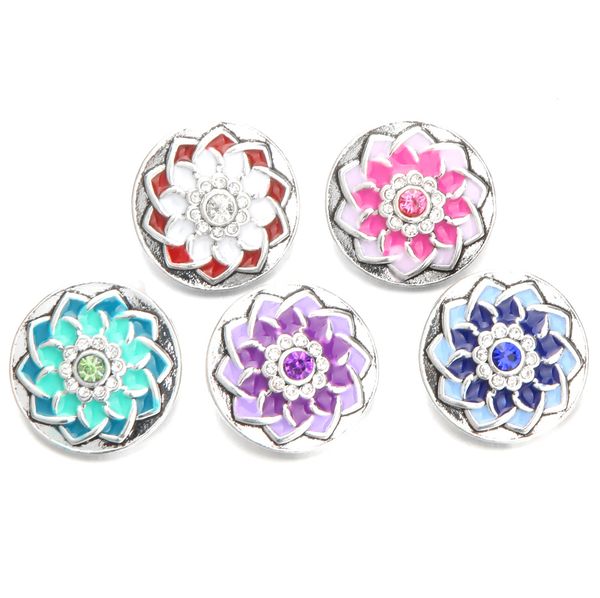 

new rhinestone flower snap button jewelry alloy buttons fit metal snap button bracelet bangle earrings necklaces women jewelry