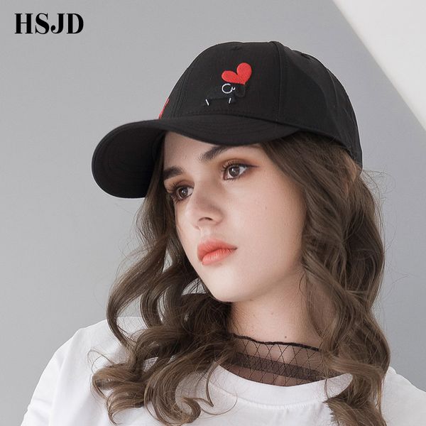 

2018 new women red heart embroidery cute baseball cap snapback hat female summer adjustable hip hop women's caps dad hat, Blue;gray