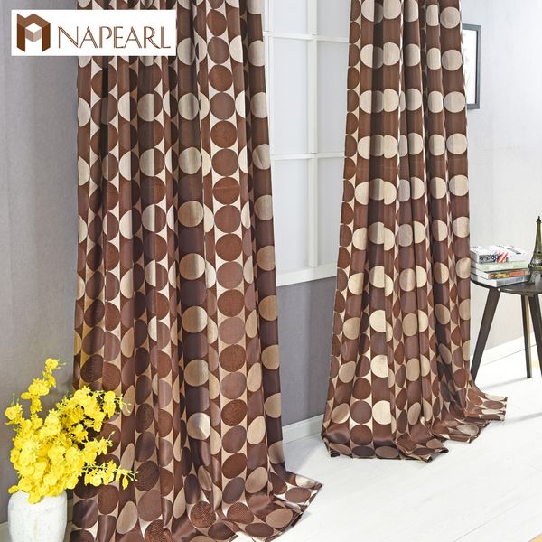 2019 Napearl Modern Style Eco Friendly 100 Polyester Circular Pattern Gray Cream Brown Curtain Design For Living Room Bedroom Organza Curtains From