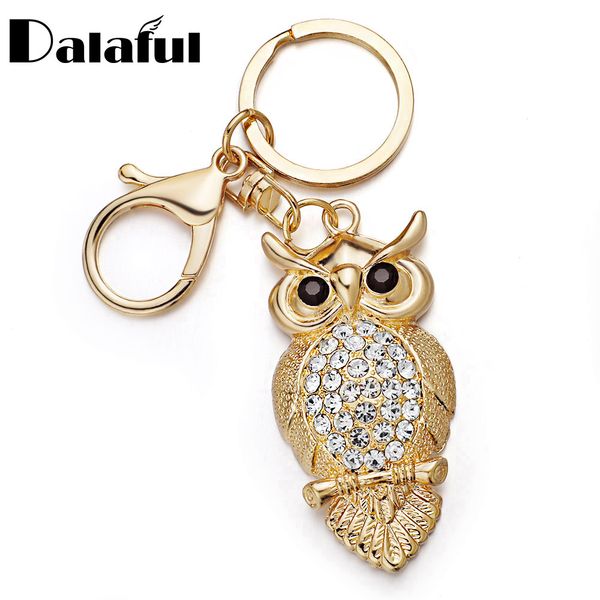 

new fashion unique owl key chains rings holder delicate purse bag buckle pendant for car keyrings keychains k293, Slivery;golden