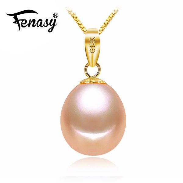

fenasy 18k gold peandant pink pearl jewelry necklaces & pendant for lovers brand party pearl pendants send s925 silver necklaces