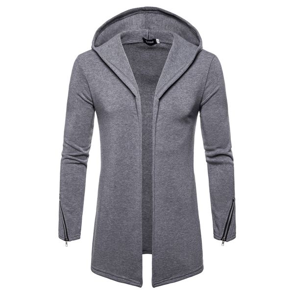 

men's coat hooded solid knit trench coat jacket cardigan long sleeve outwear wool abrigo hombre mont kaban erkek blends, Black