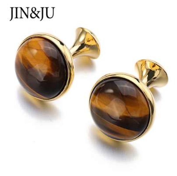 

jin&ju beautiful natural eye of tiger stone & gold mesh wraparound cuff links fashion men's french shirt cuffs cufflinks for man, Silver