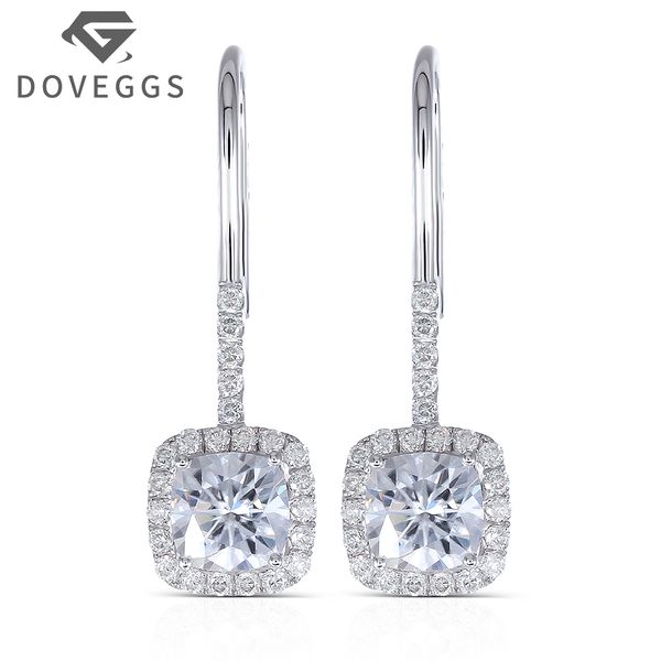 

doveggs 14k white gold 585 halo drop earrings, Golden;silver