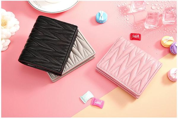 

women's wallet. short. genuine leather. soft cowhide. women's billfold. zero purse. small. monochromatic. wallets. card bag. a495, Red;black