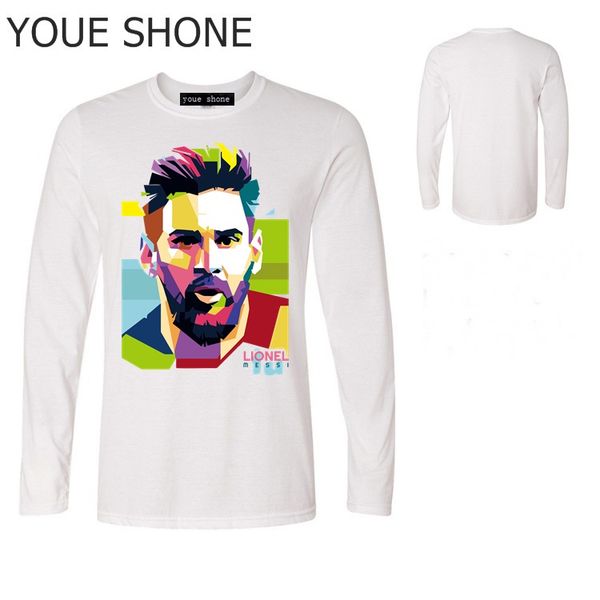 

men's messi t-shirt 100% cotton tshirt argentina jersey for fans tee tshirt new lionel messi long sleeve t shirt barcelona, White;black