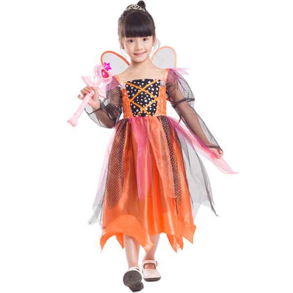 

new design girls pumpkin fairy halloween costume princess dress outfits little girl party fancy tutu dresses clothes cosplay, Black;red