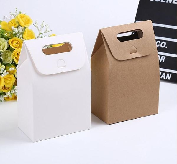 10 * 6 * 16 cm regalo Kraft Box borsa artigianale con manico sapone caramelle da forno biscotti biscotti imballaggio scatole di carta SN1503