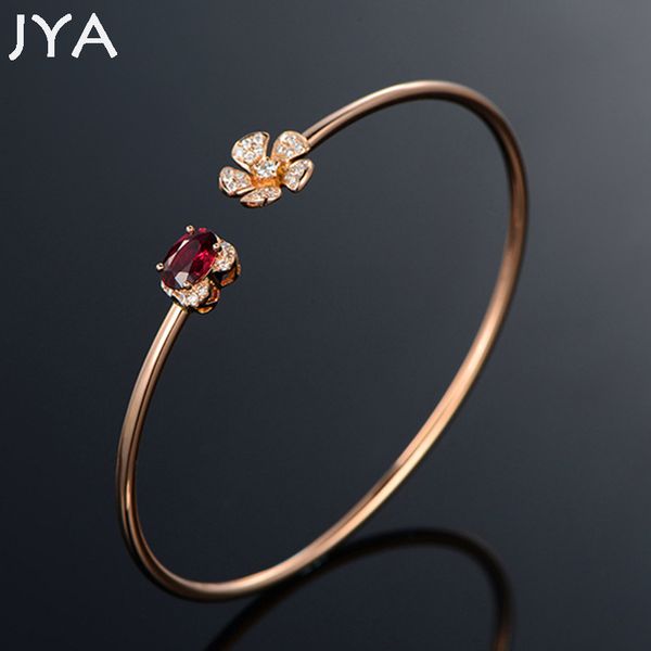 

jya pigeons-blood red diamante bracelets for women rose golden bracelet colorful rhinestone flower exquisite grace accessories, Golden;silver