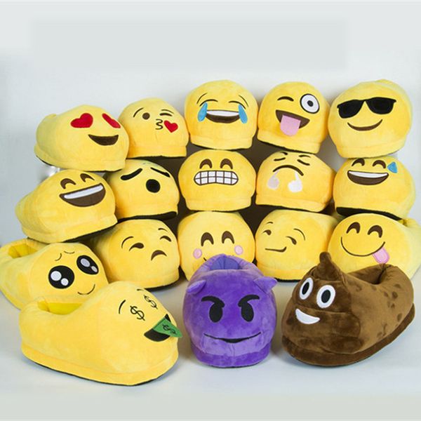 

fashion emoji slippers cartoon sweet warm plush slipper qq expression slippers winter household casual shoes 120pair t1i1029, Blue;gray