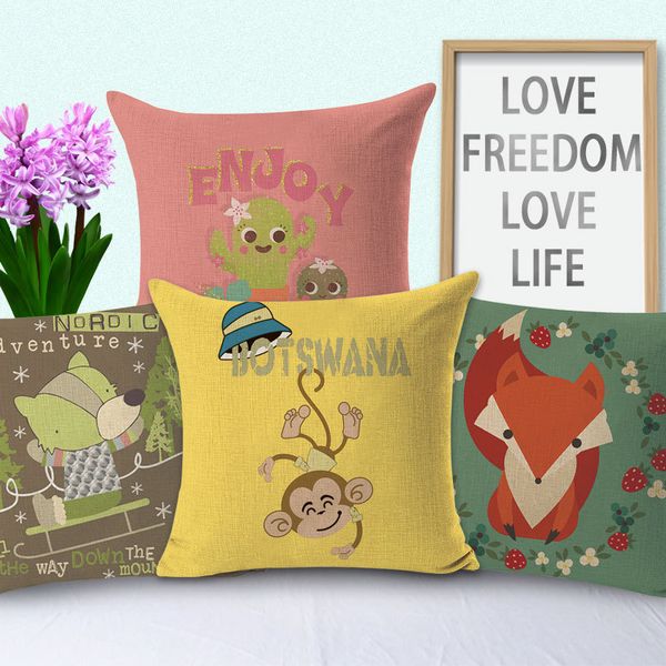 

new pillow case 4 styles cotton nordic minimalist literary fox pillow sets simple sofa christmas deer elephant series cushion covers