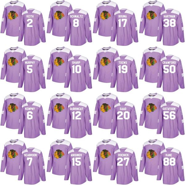 

Chicago Blackhawks Jersey Purple Fights Cancer Practice 10 Patrick Sharp 19 Jonathan Toews 50 Corey Crawford 88 Patrick Kane Hockey Jerseys