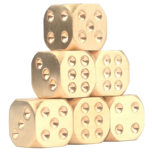 

edc toy bar game tool brass dice pure copper solid dice hand polished bar supplies craps or play blackjack drinking more fun