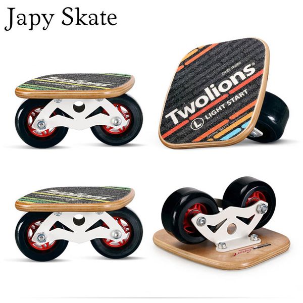 

japy skate classic maple drift board silver aluminum line drift skates scrub patines antislip skateboard deck 82a wheels
