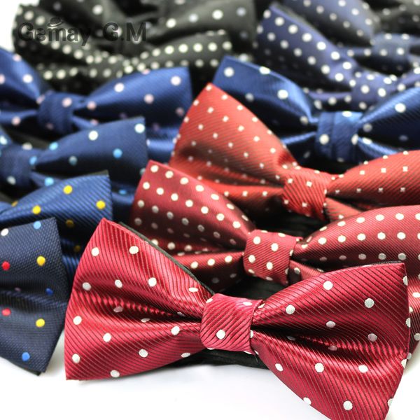 

polyester men's bowtie neckwear for wedding party fashion casual dots man bow ties cravat, Black;blue