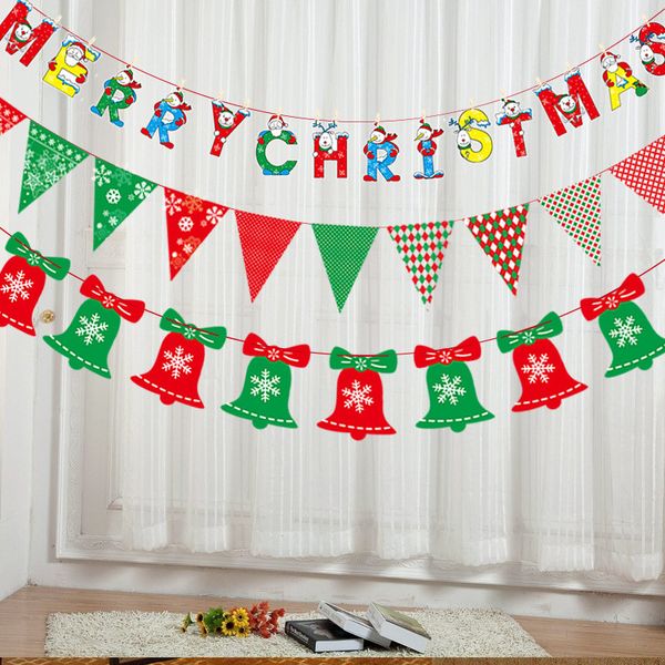 Banner di decorazione natalizia bandiera appesa calzini di buon Natale Bandiere dell'albero di Natale Decorazione della festa in casa di Capodanno