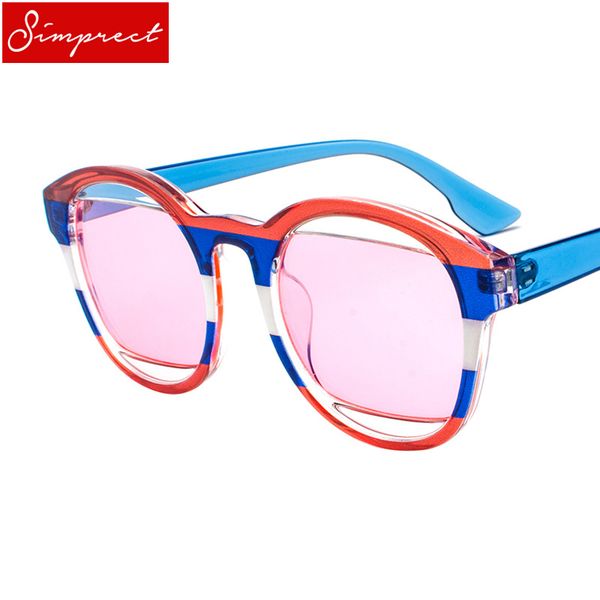 

simprect retro round sunglasses women 2018 brand designer men luxury red green sun glasses for female vintage shades eyewear, White;black