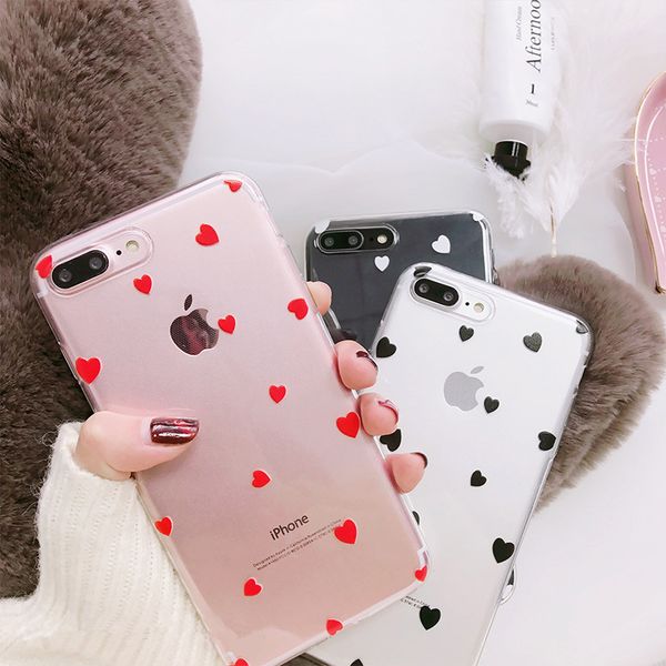 

Cute Love Heart Phone Case For iphone 7 Phone Case For iphone 6S 6 7 8 Plus Cases Ultra thin Soft TPU Clear Cover Cartoon Capa