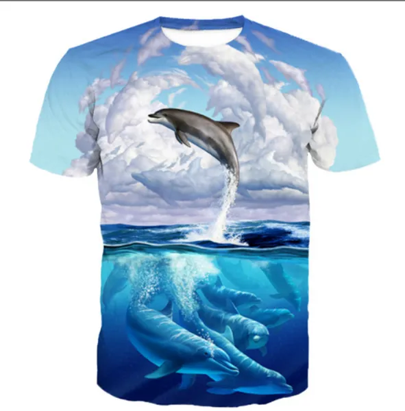 

new arrival men/women cool flying dolphin 3d printed t-shirt summe style fashion casual t-shirt s-xxxxxxxl u555, White;black