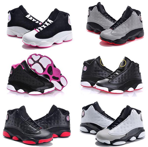 

13 kids shoes children j13s basketball shoes sports shoes youth sneakers for sale size: us11c-3y eu28-35, Black