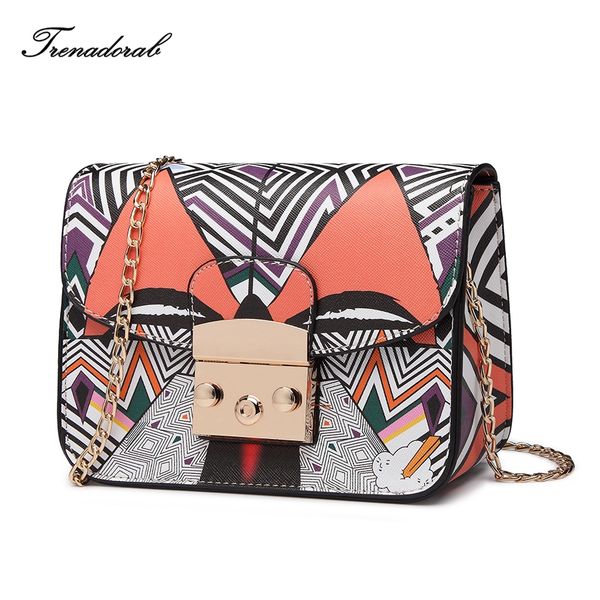 

trenadorab print graffiti crossbody bags fashion 2017 vintage chain bags handbags women purse and clutch sac a main