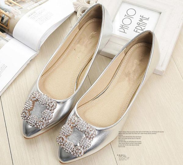 

send 2018 spring and autumn new style flat bottom water drill pointed end shallow mouth women's shoes@02, Black