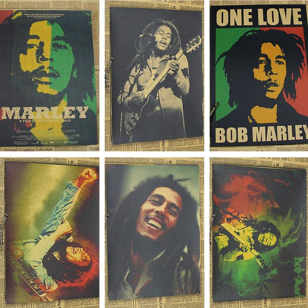 

vintage poster bob marley retro nostalgic old reggae rock poster kraft music painting retro 30x21cm