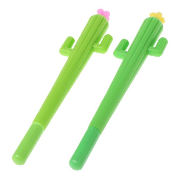 

novel green cactus with flower gel ink pen school office supply for school prize