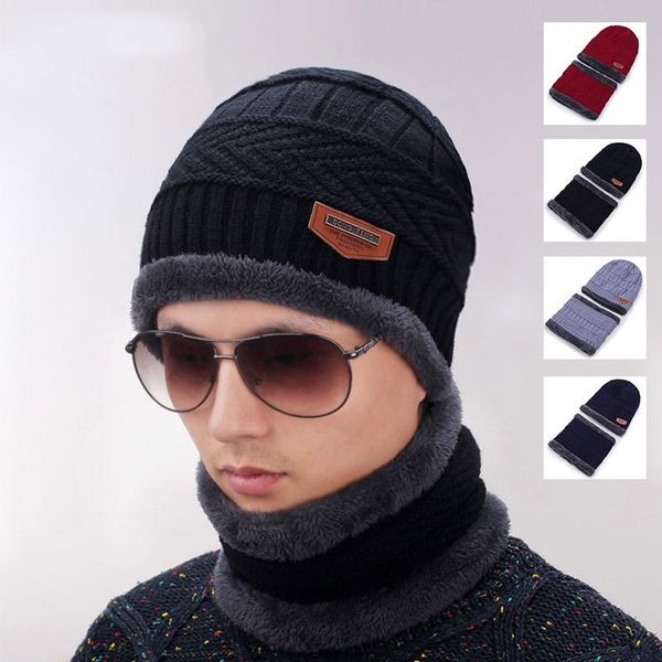 

2018 winter bib hat plus velvet warm knit hat outdoor cycling cold winter wool cap men's head cap