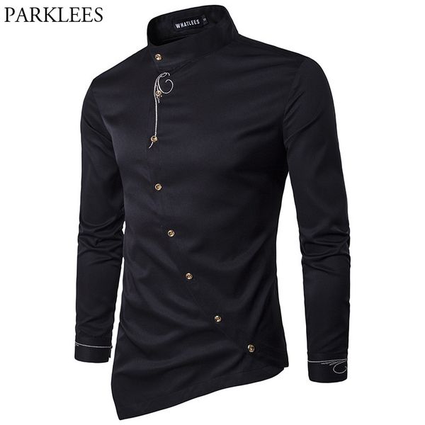 

embroidery shirt men 2017 brand new long sleeve mens dress shirts casual slim fit button down chemise homme camisetas hombre, White;black